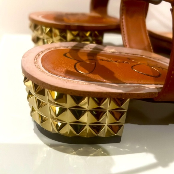 Cognac gladiator, sandals leather with gold heel by Jessica Simpson. 8.5. - Picture 4 of 5